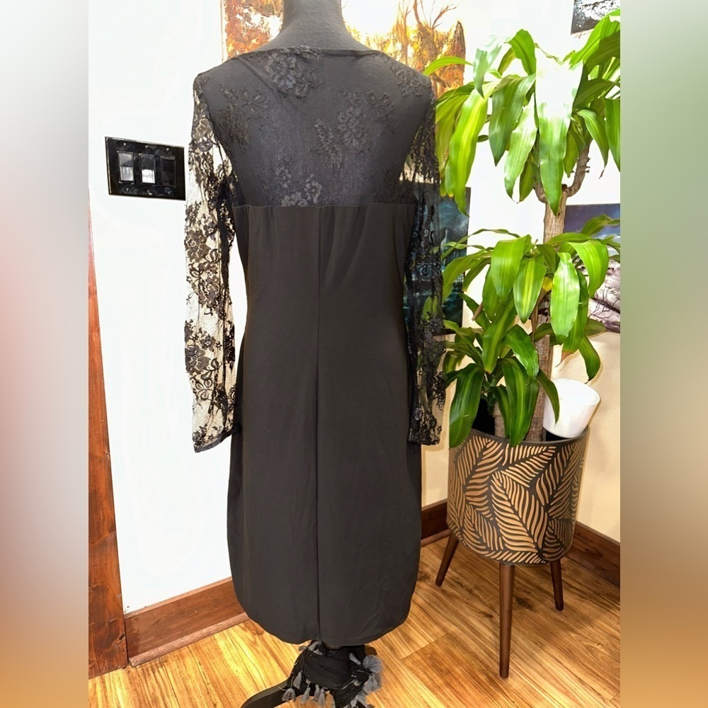 American Living Black Lace Shoulder Midi Dress Size M - Picture 7 of 10